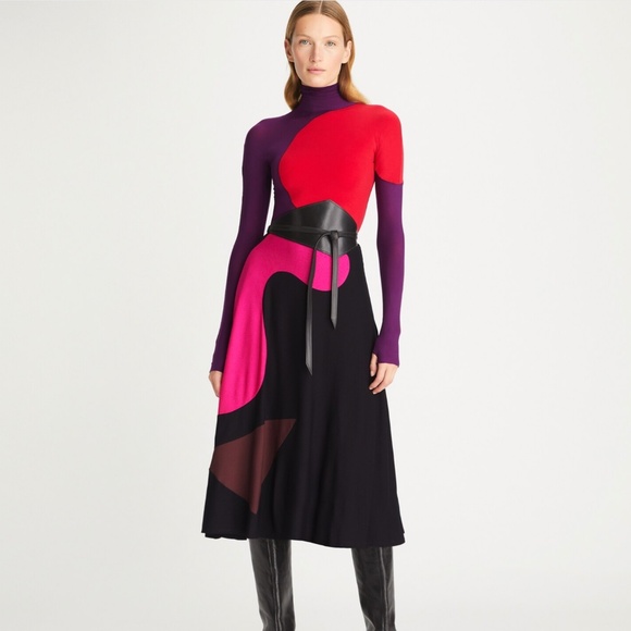TORY BURCH COLORBLOCK KNIT SKIRT